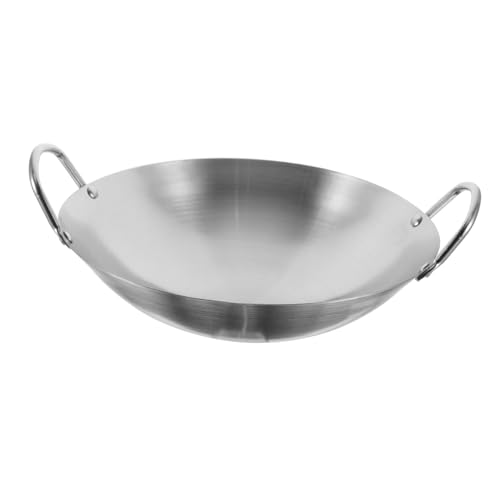 Wok de acero inoxidable con doble asa para cocina y fritura miniatura 1