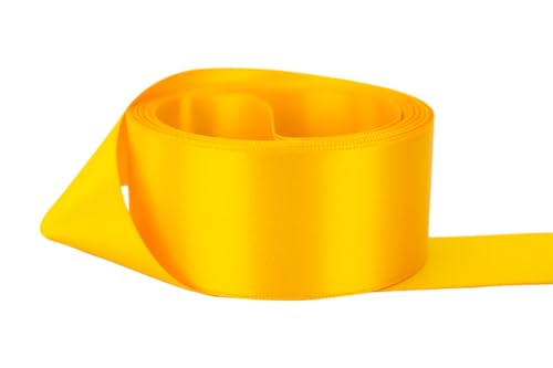 Image of Ribbon Bazaar Double Faced Satin - Premium Gloss Finish - 100% Polyester Ribbon for Gift Wrapping, Crafts, Scrapbooking, Hair Bow, Decorating & More - 7 /8 inch Yellow Gold 50yd Spool