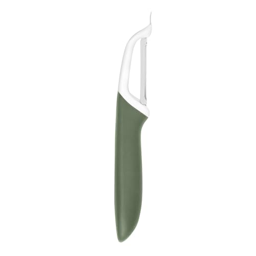 Image of Tovolo Vegetable Peeler with Ultra Sharp Stainless Steel Swivel Blade Non Slip Handle, Multi Functional Dishwasher Safe Kitchen Wide Ribbon Potato Peeler for Fruit Veggies Carrots Apples, Thyme Green