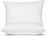 Bedecor Goose Down Feather Pillow Cotton Shell, Set of 2 White Standard Size