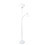 Simple Designs LF2000-WHT Mother-Daughter Floor Lamp with Reading Light, White