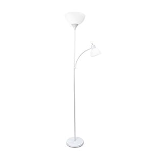 Simple Designs LF2000-WHT Mother-Daughter Floor Lamp with Reading Light, White