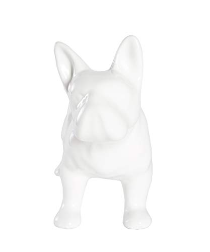 Nayothecorgi French Bulldog Statue - Shiny White Standing Ceramic Dog Statue - Decorative Dog Sculpture For Garden Or Home Décor - French Bulldog Dog Outdoor Statue - (9.5” X 4” X 7.75”) #TOP1