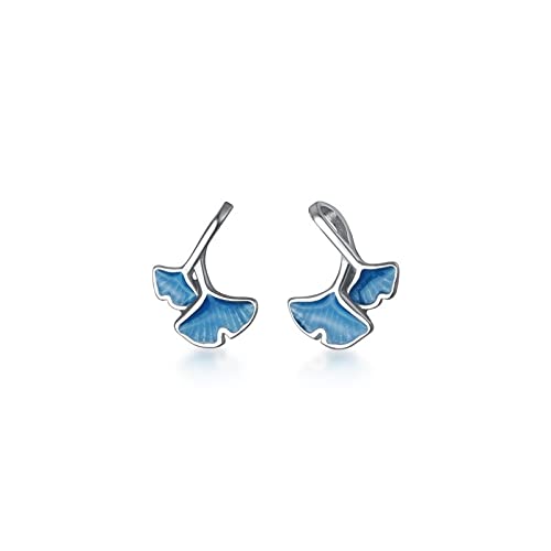 Boucles d'oreilles ginkgo bleu anti-allergie bijoux légers de banquet