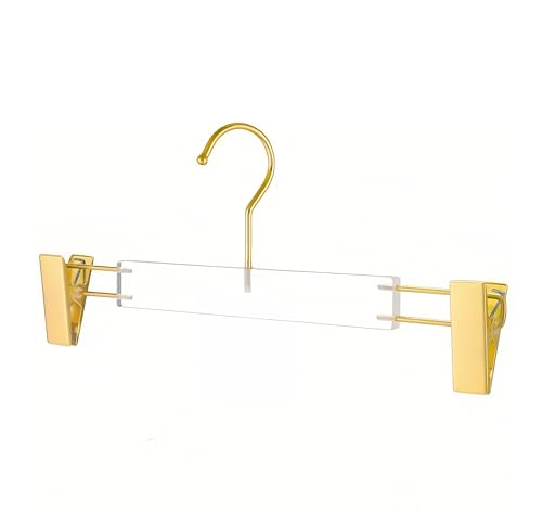 GAMVDOUT Acrylic Pants Hanger with Gold Hook Transparent Hanger Golden Clip Suitable for Skirts, Pants