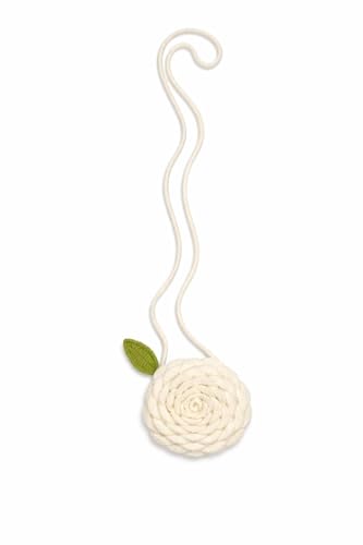 Image of Handmade Crochet Rose Sling Bag for Kids | Floral Round Crossbody Purse | Soft Yarn Mini Bag | Perfact Gift for Girls | 6 Inch