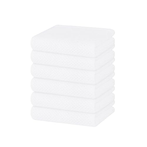 Image of Homaxy 100% Cotton Waffle Weave Kitchen Dish Towels, Ultra Soft Absorbent Quick Drying Cleaning Towel, 13 x 28 Inches, 6-Pack, White