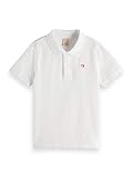  Scotch & Soda Garment dyed Short Sleeve Polo Camisa, 0006 White, 4 para Niños