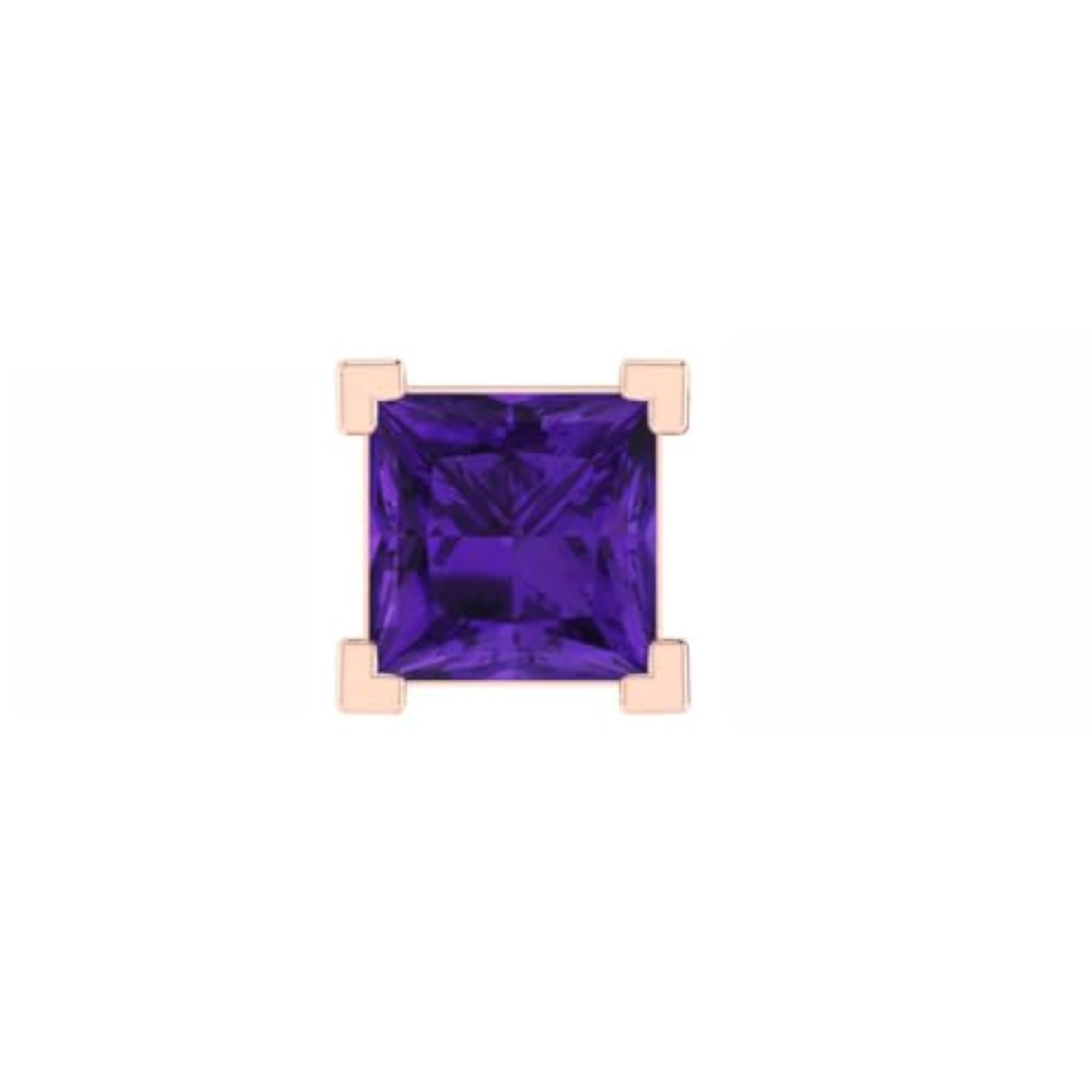 Men's Rose Gold Plated 925 Sterling Silver Square Gemstone Stud Earring