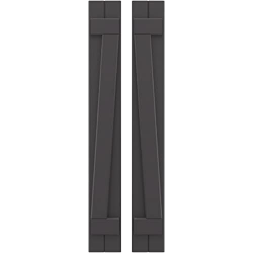 7"W x 41"H Americraft Two Board (2 Batten) Exterior Real Wood Joined Board-n-Batten Shutters w/Z-Bar (Per Pair), Shadow Mountain