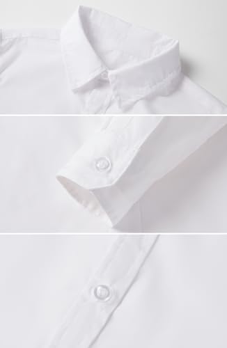 SOLOCOTE Girls White Dress Shirt Long Sleeve School Uniform Blouse Formal Button Down Top for Big Kids4
