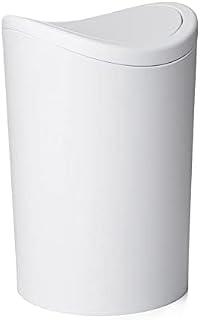 Superio Small Bathroom Trash Can with Lid, Modern White Mini Waste Bin with Swing Lid (1 1/2 Gallon, 6 Liter) Plastic Garbage Can for Kitchen, Bathroom, Bedroom, Office, Under Desk (1, White)