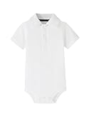 Teach Leanbh Baby Boys Pure Color Cotton Short Long Sleeve Polo Bodysuit 3-24 Months (White, 3 Months)