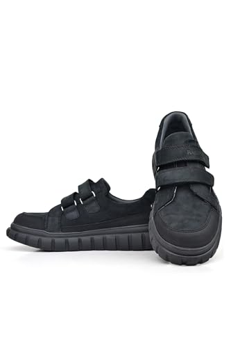 Image of SIRRI Boys Black Leather School Shoes, Formal Smart Back to School Trainers