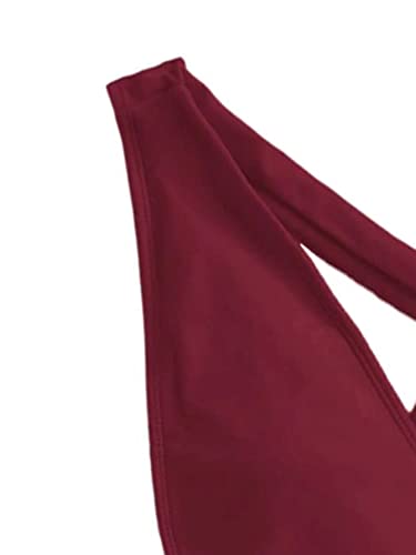 Image of Lilosy Sexy Tie Criss Cross Plunge One Piece Thong Swimsuit High Cut Brazilian Bathing Suit