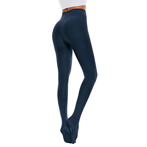 Image of American Trends Tights for Women, 80D Semi Opaque High Waisted Pantyhose, Footed Run Resistant Dance Tights Stockings