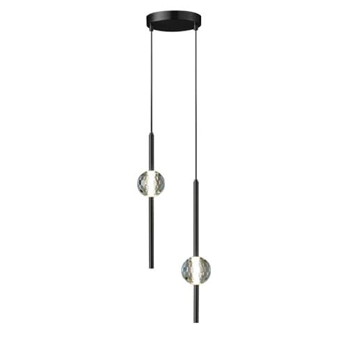 Lámpara colgante de cristal LED con racimo de 2 luces para techo de dormitorio actual