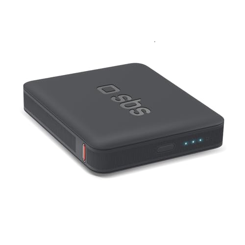 SBS NanoTube PowerBank HD, 5000mAh, Intelligent Charge (IC) 10W, Power Bank con Ricarica Rapida, Tecnologia Alta Densità, USB-C, Caricabatterie Portatile da Viaggio, Design Compatto, Nero