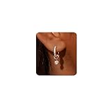 MUMREUES Rose Gold Earrings for Women Trendy 14k Rose Gold Plated Huggie Hoop Earrings Cubic Zirconia Dangly Earrings Dainty Simple Hypoallergenic Drop Earrings Jewelry Gifts for Her