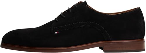 Tommy Hilfiger Zapatos Derby Hombre Dress Suede de Ante, Negro (Black), 43