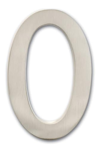 Architectural Mailboxes 3585SN-0 Brass 5-Inch Floating House Number 0, Satin Nickel
