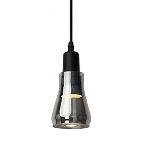 Suspension moderne minimaliste E27 en verre fumé pour chambre et chevet
