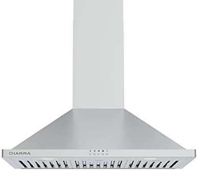 Ductless Range Hood 30 inch 450 CFM Wall Mount Range Hood for Stove with Permanent Filter, 3 Speed Fan in Stainless Steel CIARRA CAS75302