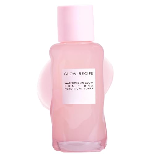 Glow Recipe PHA + BHA Face Toner, Korean Exfoliating Toner for Pores, Gentle Chemical Exfoliant + Hydrating Toner, Watermelon, Cactus Water + Glycerin (40ml)