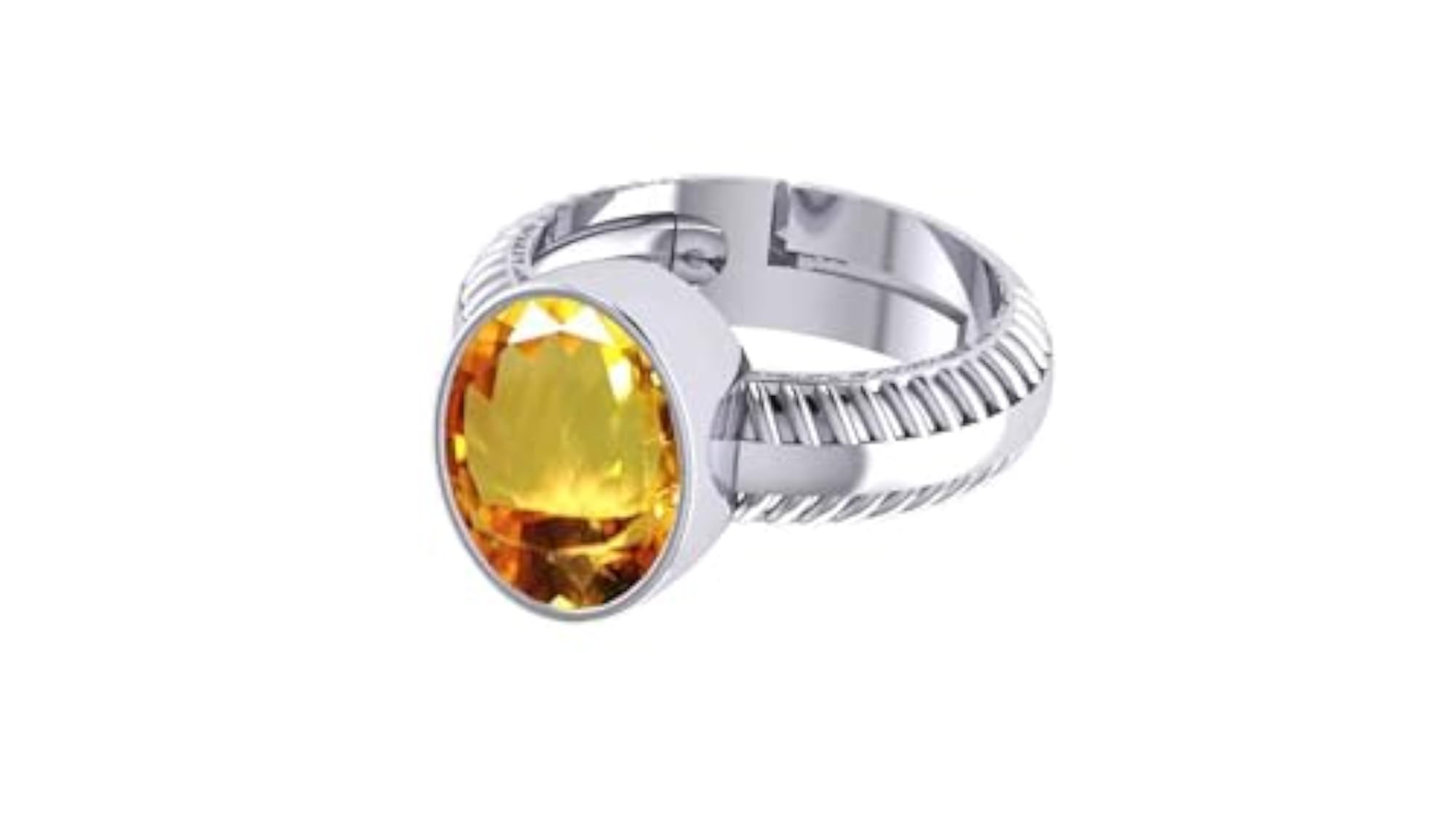 Certified Citrine Ring, 2.25 Carat Oval Cut, Silver Plated