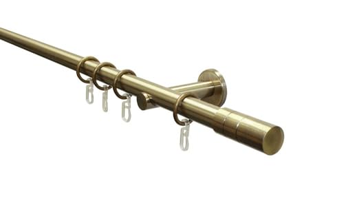 Gardinia Gardinenstangen Set 1-Lauf Zylinder Ø 20 mm 160 cm, Messing-antik, 5834, 160 cm - ø 20 mm