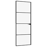 vidaXL Interior Door-Tempered Glass & Aluminum, Slim Design, Black 29.9'x79.3', Modern Style for Home or Office Lighting