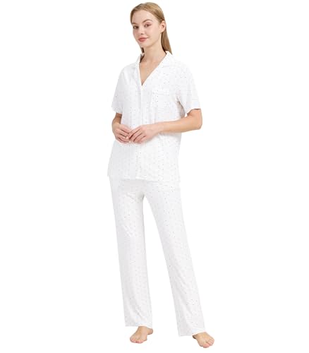 Image of WiWi Viscose from Bamboo Women's Pajamas Set Super Soft Button Down Top and Pants Sleepwear Cooling Pjs S-3X