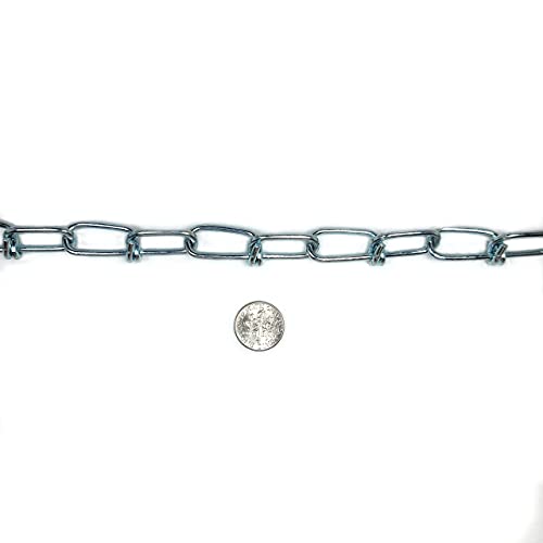 #3 x 15ft Zinc-Plated Double Loop Chain, Weldless Steel Chain for Hanging Lights, Swings, Pots, and Utility Use – Indoor/Outdoor Chain with 90lbs Capacity