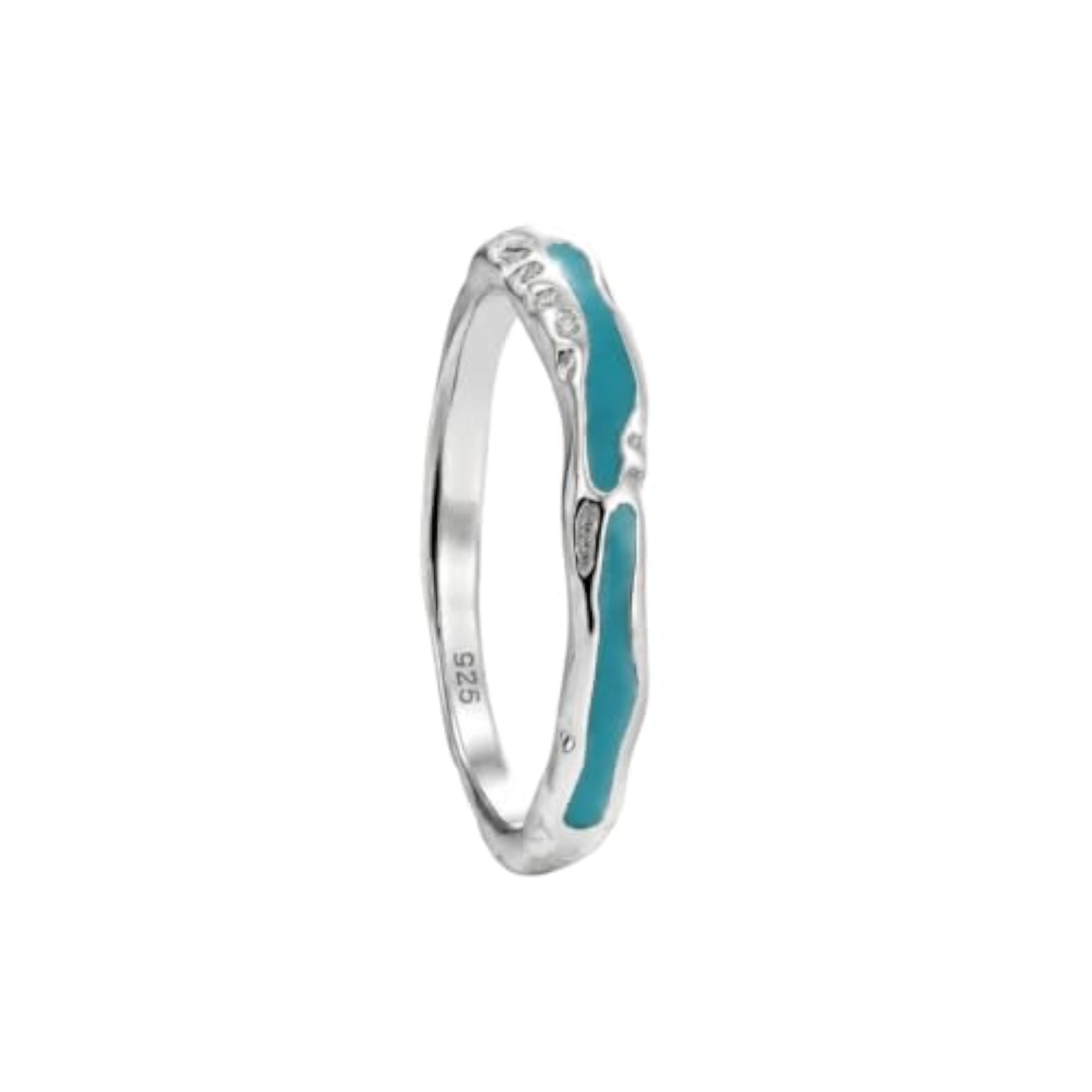 Women's Aqua Wave Silver Ring, Beachy Waves Design