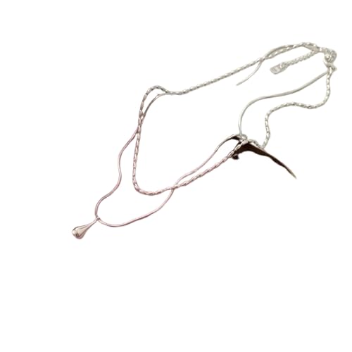 Collier double couche anti-emmêlement chaîne de clavicule couleur argent avec perle fine
