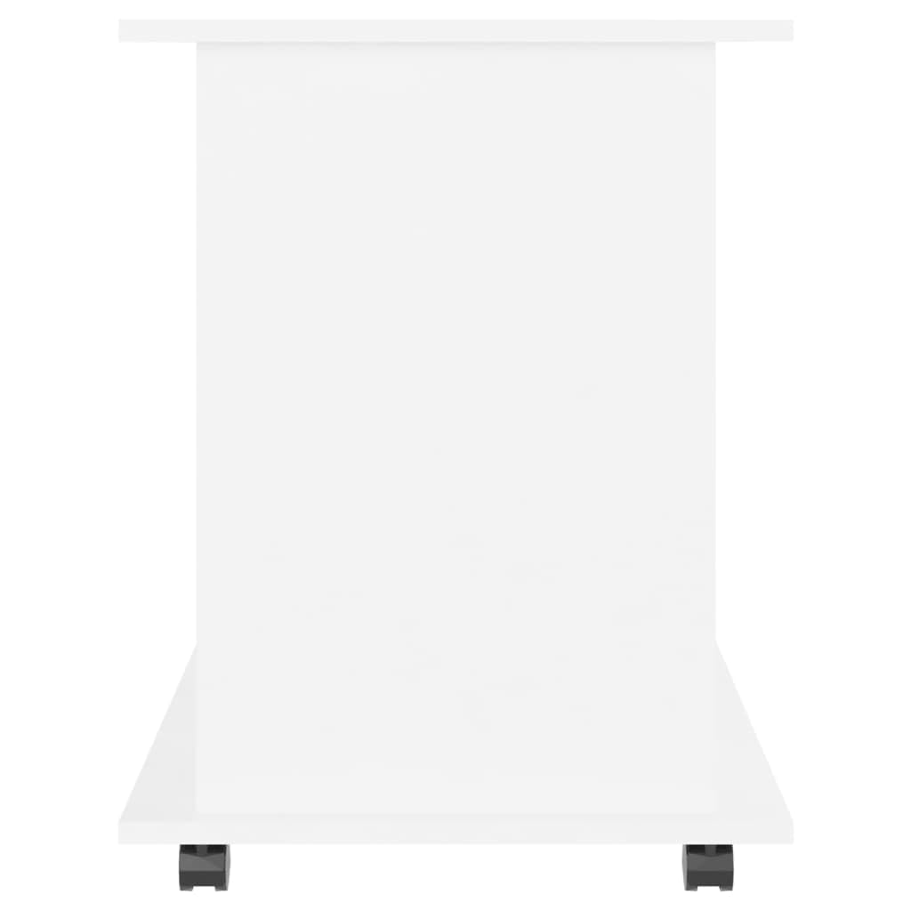 Contenitore a rotelle bianco, 60 x 45 x 60 cm, mobile da ufficio in legno con 4 ruote, tavolo flessibile per stampante e armadietto per casa, ufficio e studio