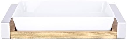 Wood Tray with Porcelain Casserole, Natural