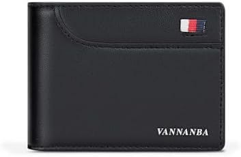 VANNANBA Black Wallet for Men-Real Leather RFID Blocking Bifold Stylish Wallet With 2 ID Windows