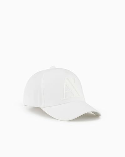 Armani Exchange Herren Rubberized 3D Logo Baseball Cap, White, Einheitsgröße