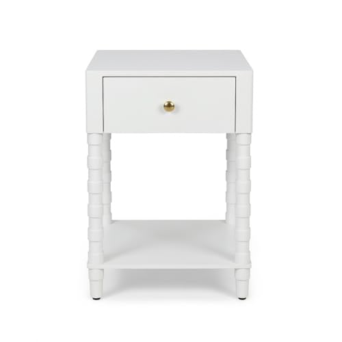 Decor Therapy Sterling Modern Side Table with Storage Drawer, Lower Shelf, Contemporary Legs End...