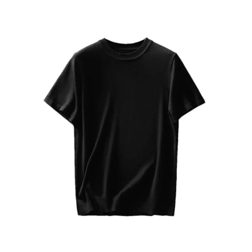 Mens Short Sleeve Pullover Sweater Round Neck Casual Business Solid Color Knit Pullovers