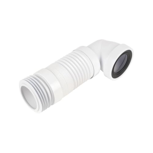 Image of McAlpine WC-CON8F 90 Degree Flexible WC Connector, Adjustable 97-107mm Inlet, 110mm 4 Inch Outlet Toilet Pan Connector