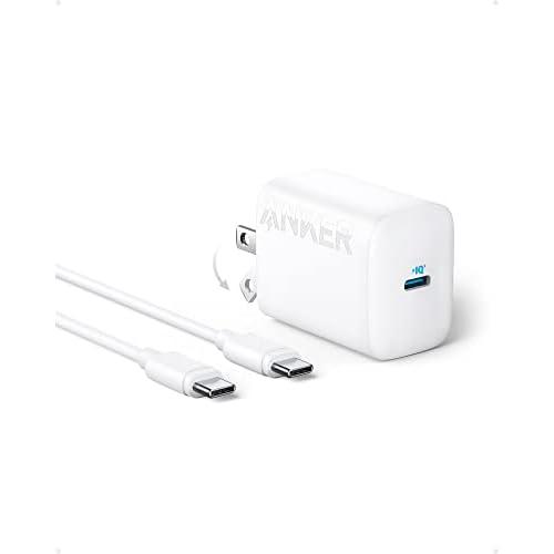 Anker 30W USB-C Charger, Anker 312 Charger with Compact and Foldable Design, High-Speed Fast Charging for iPhone 14/13/12 Series, Samsung S23, MacBook Air, iPad Pro, & More 5 ft USB C Cable