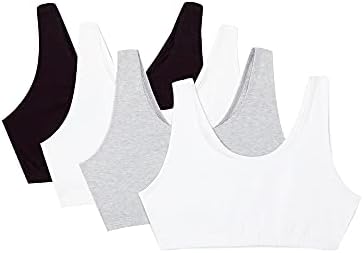 Fruit of the Loom Women's Built Up Tank Style Sports Bra, Black/WHT/WHT/Heather Grey, 36