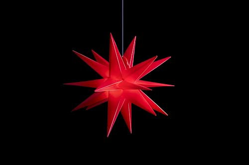 Sterntaler Dekostern | Weihnachtsstern | 18-Zacker | Faltstern | Kunststoff | Rot | 40cm | Außen | Glühbirne | Netzstecker