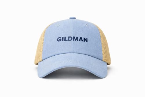 Image of Gildman Luxury Mesh Baseball Cap for Men & Women | Sky Blue Fabric with Sand Mesh Back | Premium Embroidery | Adjustable Summer Street Cap