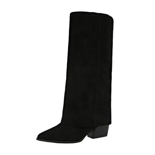 Bottes à talon haut carré noires pour femme en pointure 39.5