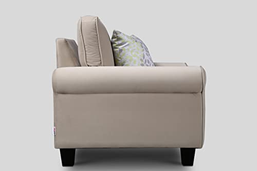 Image of HomeTown Claire Velvet Arm Chair in Beige Colour