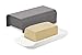 Alessi Mattina BG04 DG - Design Porcelain Butter Dish with Lid in 18/10 Stainless Steel Colored with Epoxy Resin, Dark Gray