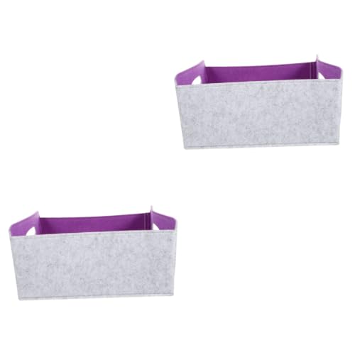 DECHOUS 2pcs Folding Storage Basket Grey Felt Baskets for Storage Large Book Magazine Living Room Toy Container Organizing
